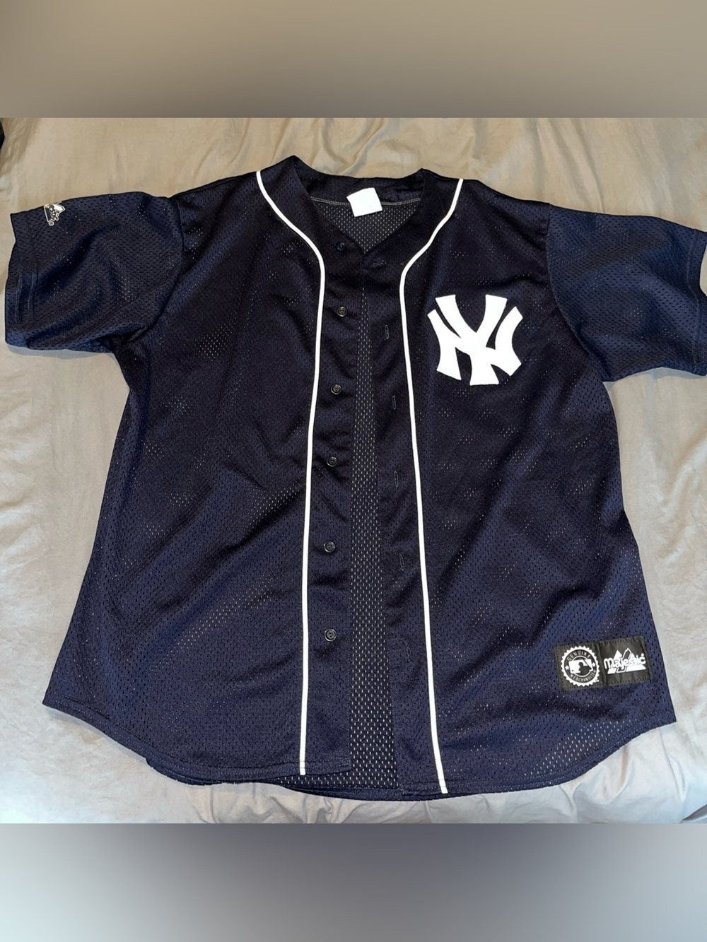 Vintage 90s New York Yankees Navy Baseball Jersey with White Trim